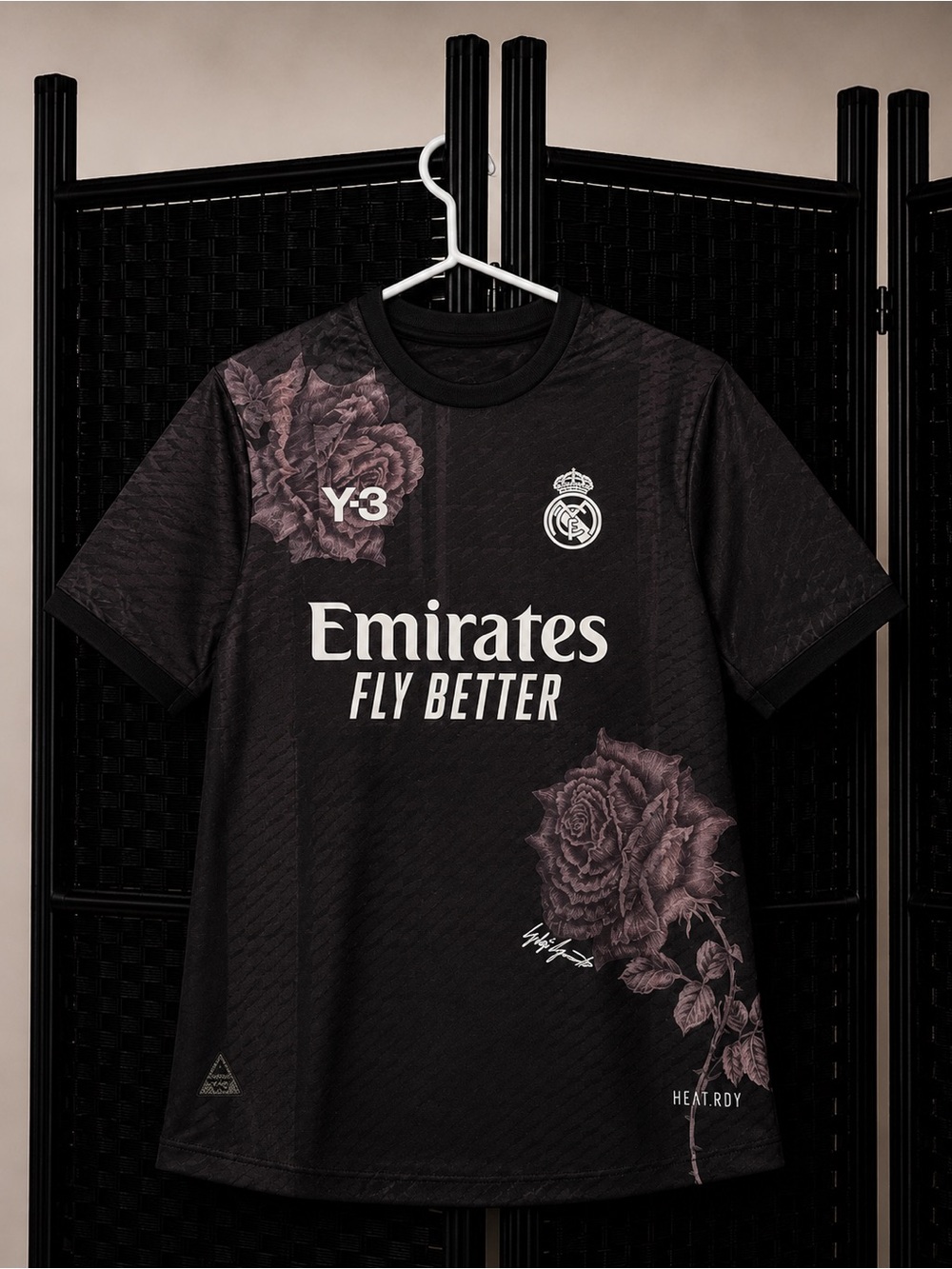 Y-3 Black Floral Real Madrid Emirates Jersey